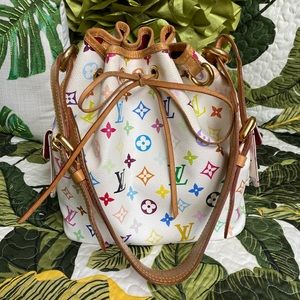 Authentic Louis Vuitton white multi petite noe